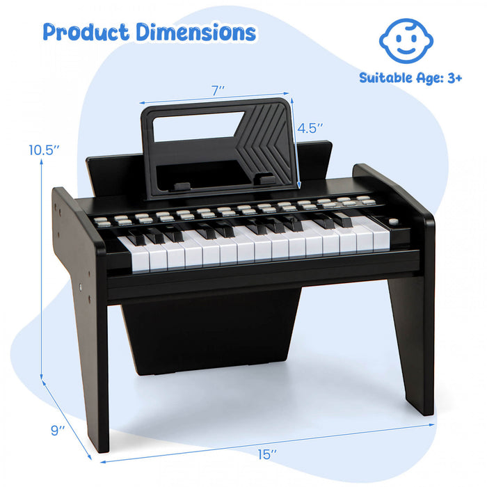 Costway 25 Keys Digital Piano with Music Stand,Teaching Mode,Lighted Keys, Adjustable Speed Black