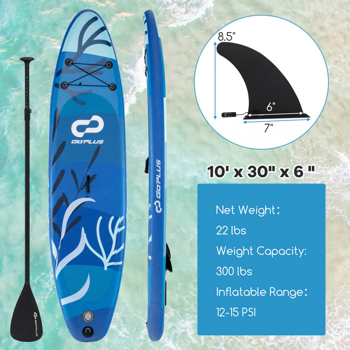 Goplus Small Inflatable Sup Board, Portable Paddle Board With 5d Rings Stand Up Paddle Board For Youth & Adult Navy