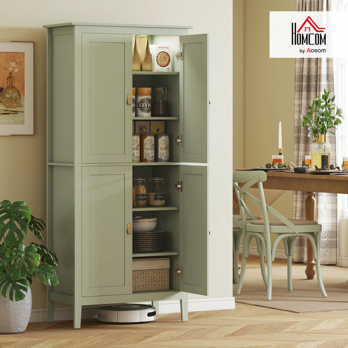 HOMCOM Kitchen Pantry with Sensor LED Light Pantry Storage Cabinet Green
