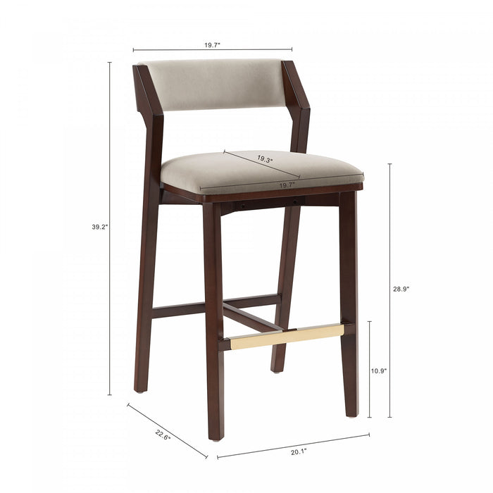Patricia Modern Wood Upholstered Barstool in Linen - Set of 2