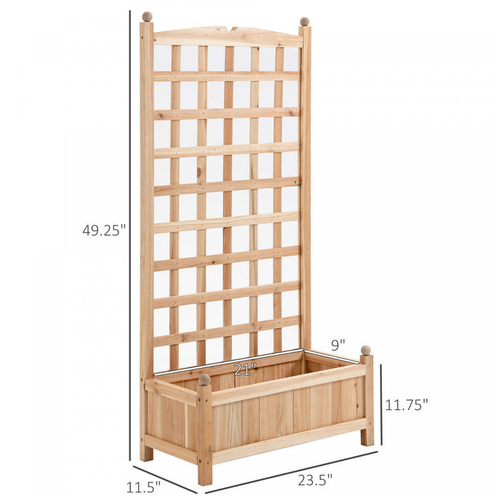 Outsunny 24\" X 12\" X 49\" Raised Garden Bed With Trellis Board Back & Strong Wooden Design & Materials