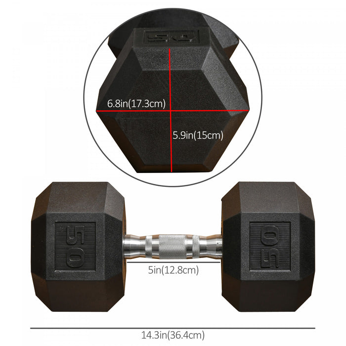 Soozier 50lbs Rubber Dumbbell Weight Set for Home Office Fitness