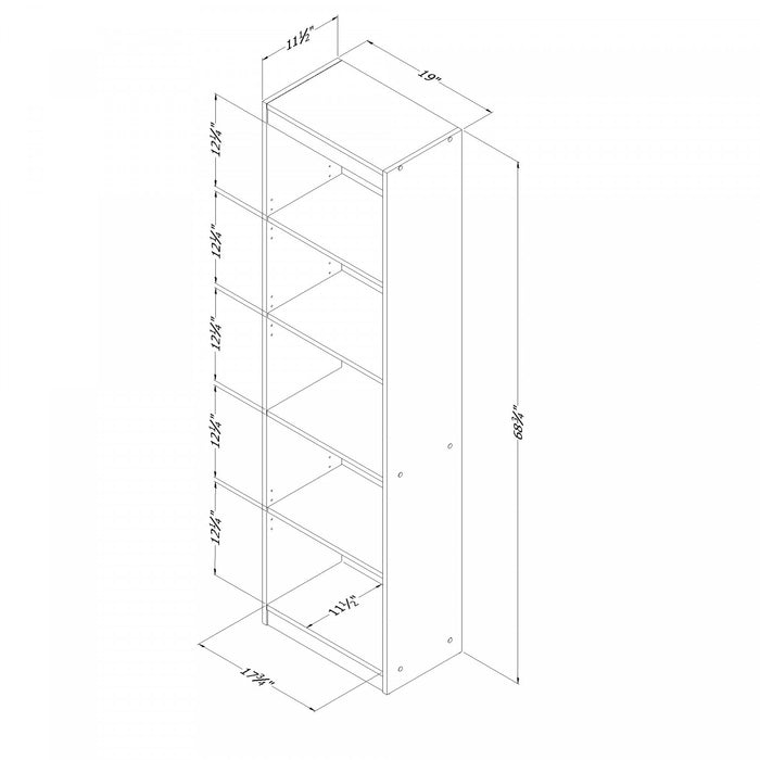 Axess 5-Shelf Narrow Bookcase - Morgan Cherry