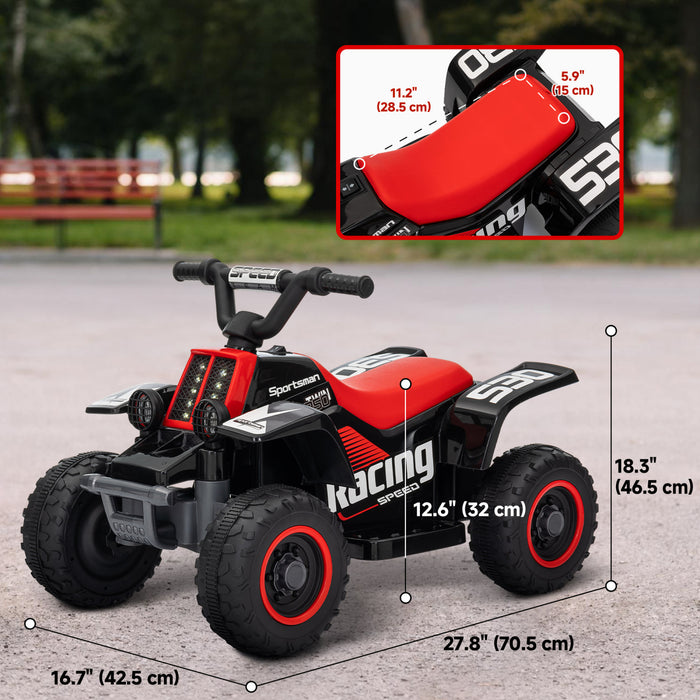Qaba 6v Kids Atv Quad, 4 Wheeler Battery Powered Ride-On Electric Ride On Car With Led Headlights, Forward Backward, For Boys And Girls, Black