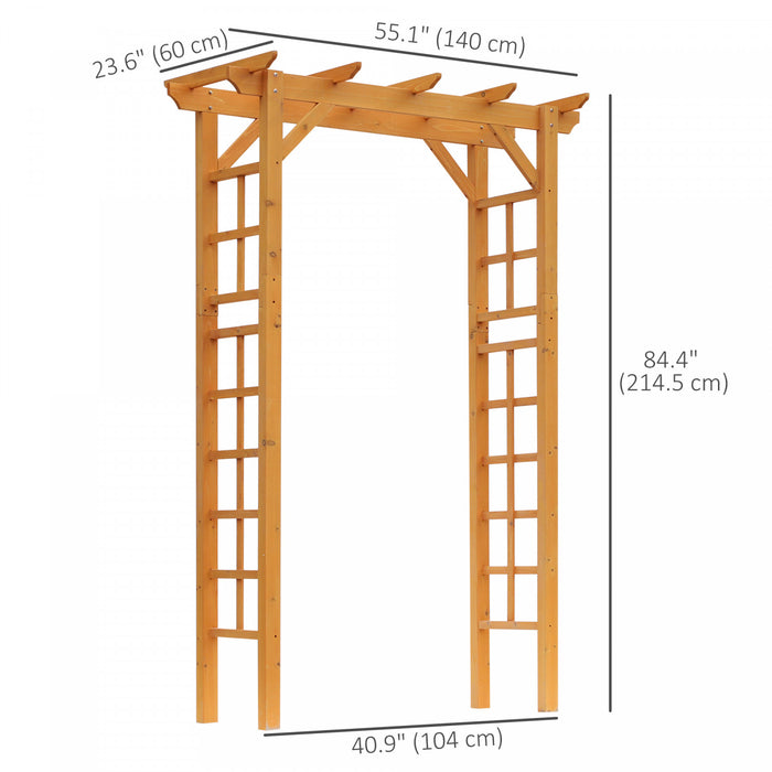 Outsunny 85\" Wooden Garden Arbour For Wedding And Ceremony, Outdoor Garden Arch Trellis For Climbing Vines, Orange