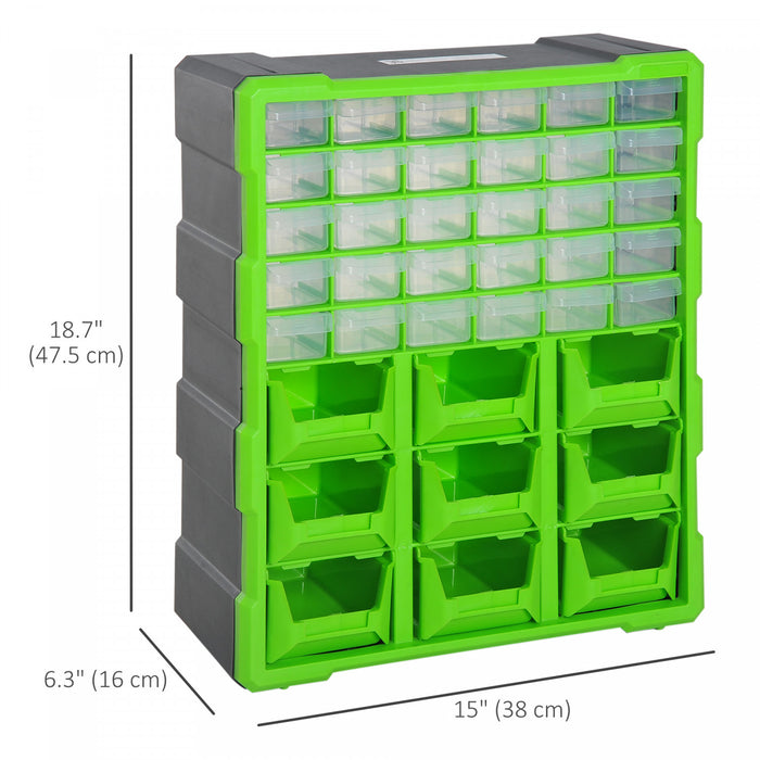 Durhand 39 Drawer Plastic Parts Storage Hardware And Craft Cabinet Green