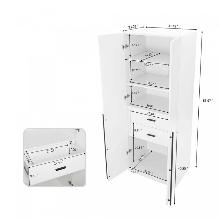 Lee Modern 2-Piece Wardrobe Closet in White Armoire