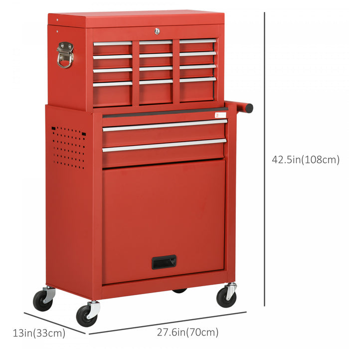 Durhand 6-drawer Lockable Tool Chest Rolling Workshop Tool Organizer