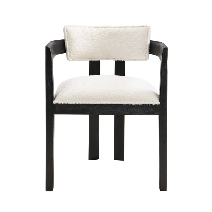 Evelyn Rubberwood Dining Chair with Armrests and Upholstery Seating Set of 2,Black
