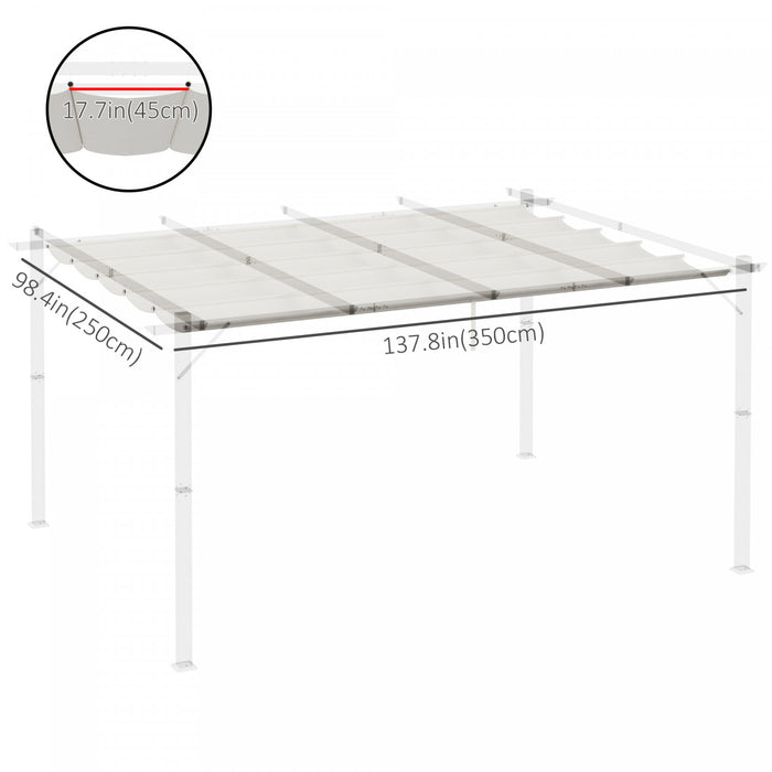 Outsunny Retractable Replacement Pergola Canopy For 10' X 13' Pergola, Pergola Cover Replacement, Cream White