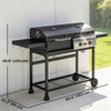 Outsunny Dual Fuel BBQ Grill, Charcoal and 2+1 Gas Burner Barbecue Grill with Wheels, Warming Rack, Shelves, Thermometer, Bottle Opener, Outdoor Barbeque for Backyard Patio, Black