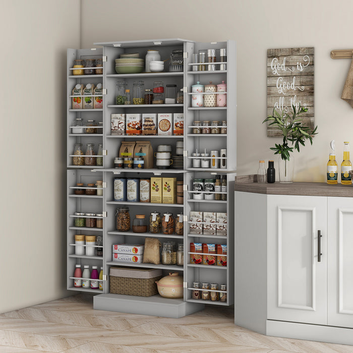 HOMCOM 65\" Kitchen Pantry Cabinet with Adjustable Shelves Spick Racks Grey