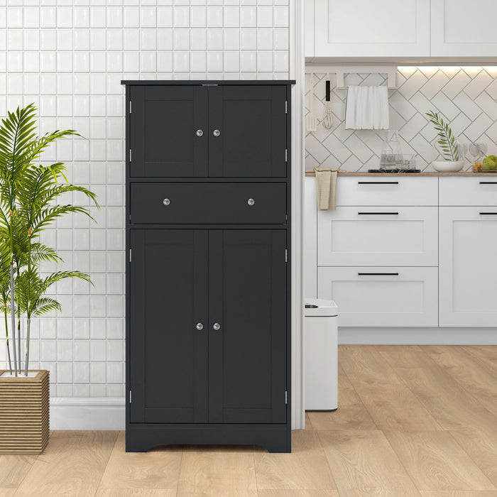 HOMCOM 50.5\" Kitchen Pantry Storage Cabinet with Doors and Adjustable Shelf
