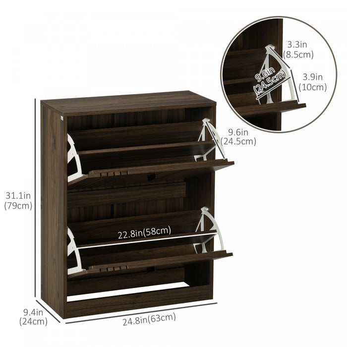HOMCOM Shoe Cabinet with 2 Flip Drawers Adjustable Shelves for 12 Pairs