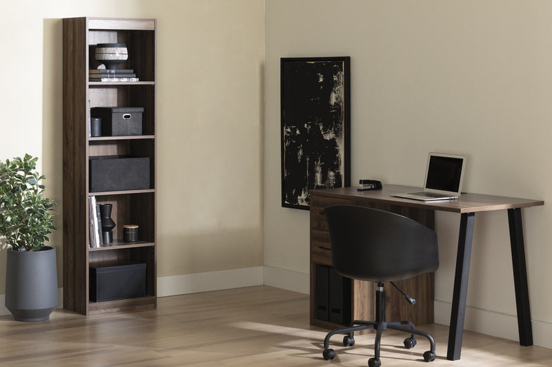 Axess 5-Shelf Narrow Bookcase - Natural Walnut