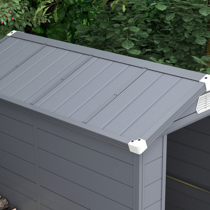 Outsunny 4.5' X 6' Garden Storage Shed W/ Latch Door, Air Vents, Pp, Grey