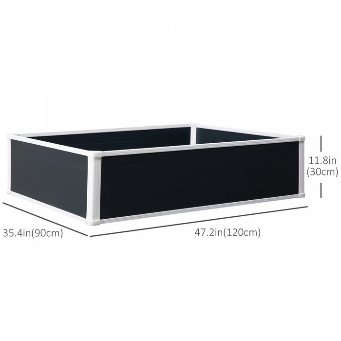 Outsunny 47\" X 35\" X 12\" Raised Garden Bed, Plastic Planter Box, Above Ground Garden Box For Flowers, Herb, Vegetables, Dark Grey