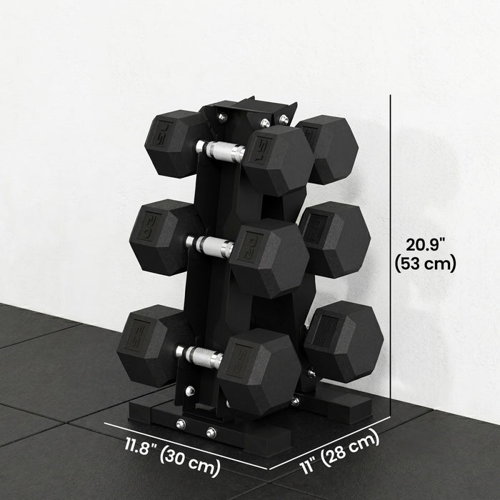 Soozier 120lbs Hex Dumbbell Weight Set with Vertical Rack for Home Gym