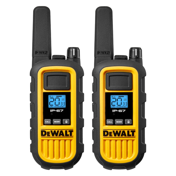 6 Dewalt DXFRS800 Work Site Walkie Talkies Plus Earpieces - 2 Watt, Heavy Duty, Long Range Indoor-Outdoor Two Way Radios + 22 Channel
