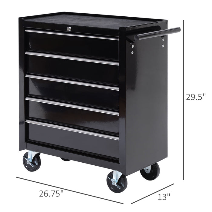 Homcom 5 Drawer Steel Rolling Tool Cabinet