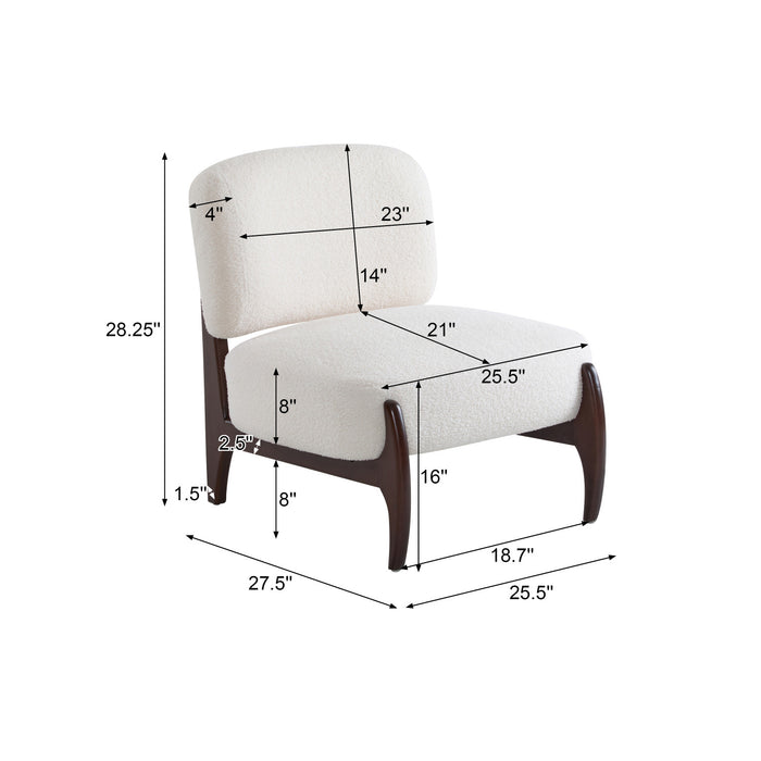 Coco Modern Boucle Lounge Chair with Solid Wood Frame, Beige