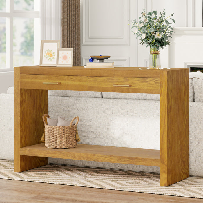 Aubrey 47.5\" Farmhouse Style Sofa Table with Storage - Brown