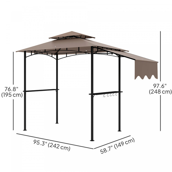 Outsunny 8' X 5' Grill Gazebo, Double Tiered Barbecue Gazebo, Khaki