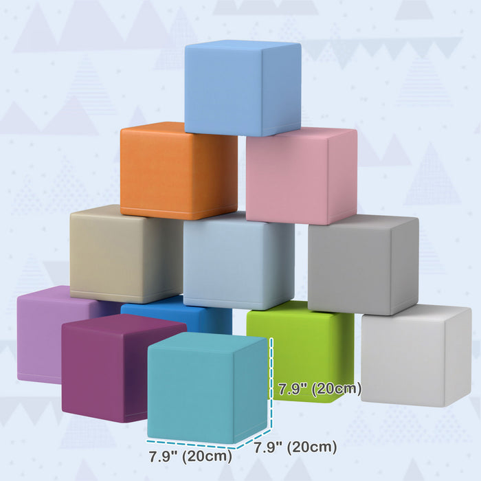 Soozier 12 Piece Foam Blocks, Soft Play Equipment For Kids, Climbing Toys For Toddlers, Safe Play Structures For Preschooler Baby Learning Development, Light Colour