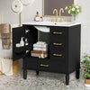 Emerson 30 Inch Bathroom Vanity with Ceramic Sink and Three Drawers, Black | Emerson Meuble de salle de bain 30 pouces avec vasque en ceramique et trois tiroirs, Noir