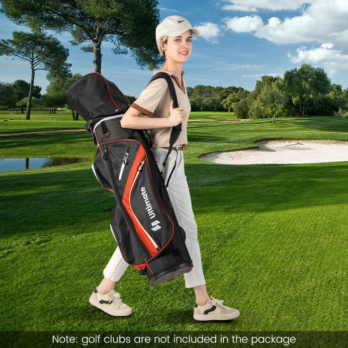 Costway Lightweight Golf Cart Bag With 14 Way Top Dividers 9 Pockets Rain Hood Cooler Bag