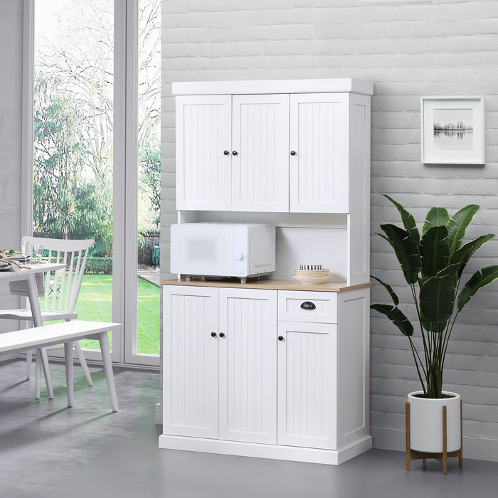 HOMCOM 71\" Buffet with Hutch, Kitchen Pantry Storage Cabinet with Drawer