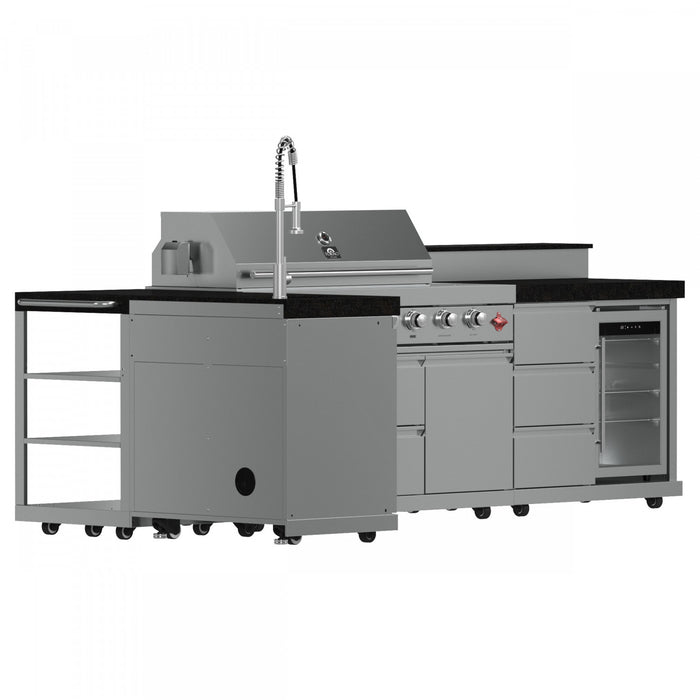 FORNO Bulnes Outdoor Kitchen 84,000 BTU Stainless Steel BBQ with Black Granite Countertops - FODKT2520BLK
