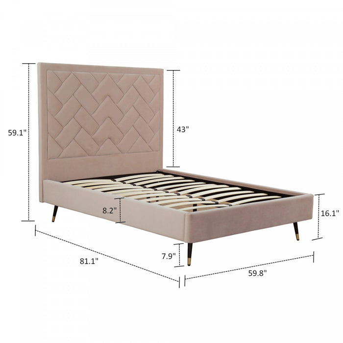 Crosby Modern Upholstered Velvet Full Bed in Nude