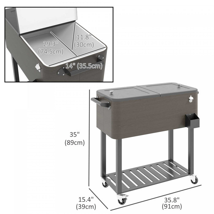 Outsunny 67-Qt Patio Cooler Cart with Bottle Opener, Rolling Ice Chest