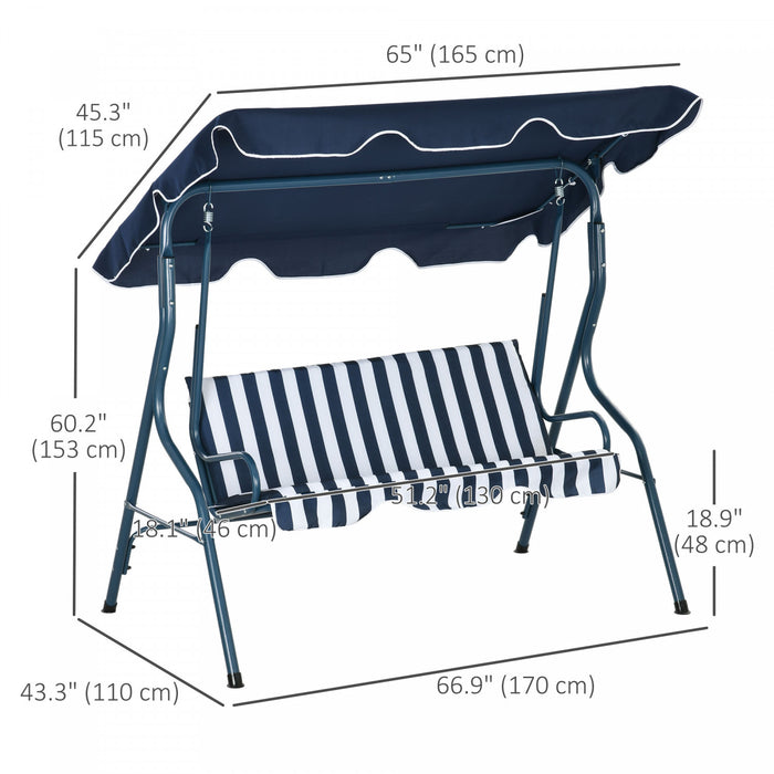 Outsunny 3-seat Patio Swing, Outdoor Swing With Adjustable Canopy
