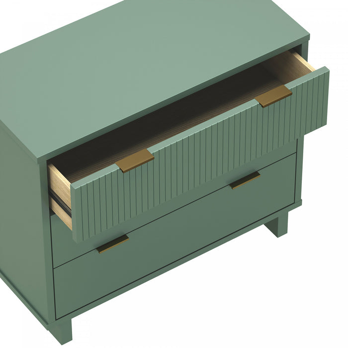 Elara Contemporary 38\" Solid Wood Dresser in Sage Green (3-Drawer)