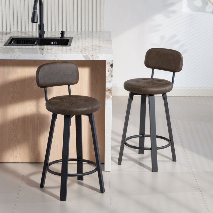 HOMCOM Bar Stools Set of 2, Swivel Counter Height Barstools Brown