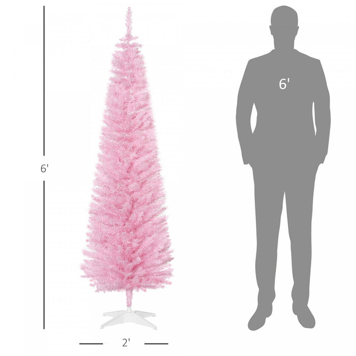 Homcom 6ft Pencil Slim Artificial Christmas Tree With 390 Realistic Branches