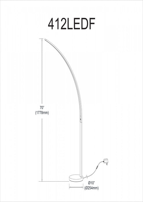 Dainolite Gentle Bend LED Floor Lamp 22w Matte Black Finish