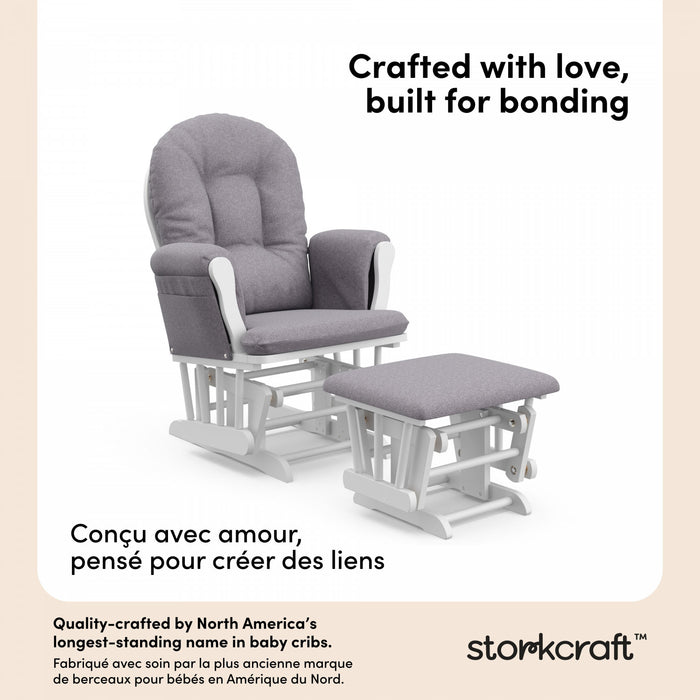 Storkcraft Hoop Glider and Ottoman - White/Gray Swirl