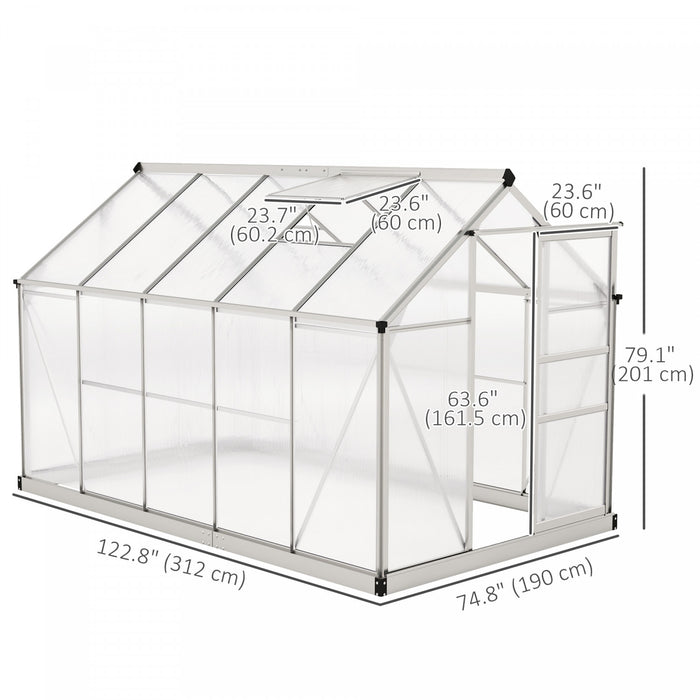 Outsunny Greenhouse, Walk-in Hot House, Clear Pc Board With Sliding Door