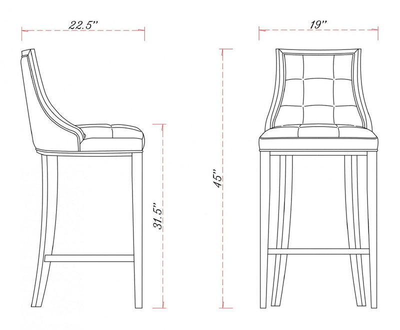 Fifth Avenue Traditional Wood Upholstered Barstool in Pearl White - Set of 2