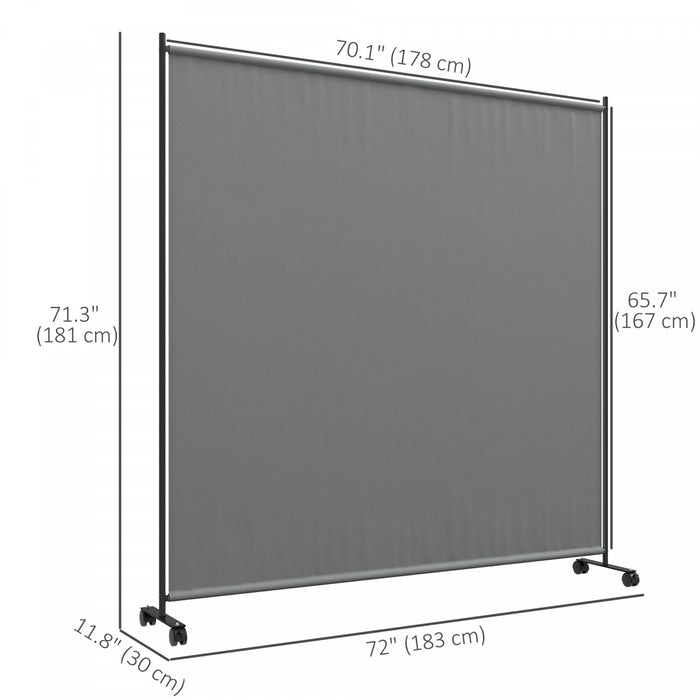 Outsunny Room Divider With Wheels, 6ft Rolling Privacy Screen, Dark Grey