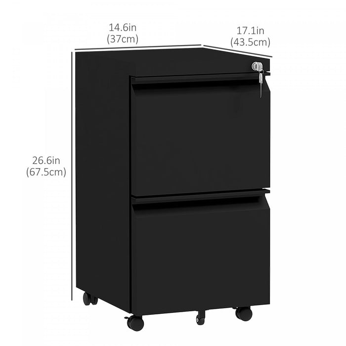 Vinsetto 2-drawer Vertical Filing Cabinet For Letter A4 Legal Size