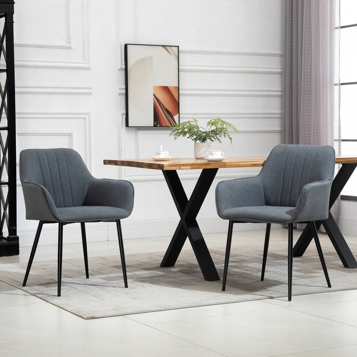 HOMCOM Dining Chairs Set of 2, Upholstered Accent Chairs with Metal Legs