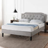 Kellen Upholstered Platform Bed with Headboard in Light Grey - Full Size | Kellen lit plateforme rembourré avec tête de lit gris pâle - Double