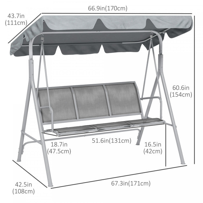 Outsunny 3-seater Patio Swing, Outdoor Swing Chair With Canopy For Garden