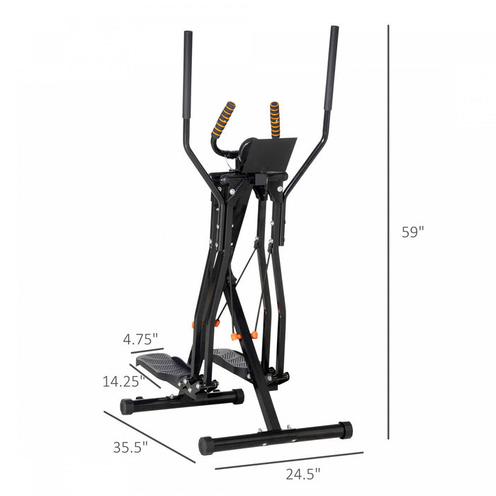 Soozier Gazelle Glider Air Walker Exercise Machine Elliptical Trainer With Four Resistance Levels, Lcd Monitor, Heart Rate Sensor, Two Wheels