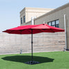 Costway 15' Market Outdoor Umbrella Double-Sided Twin Patio w/ Crank Wine