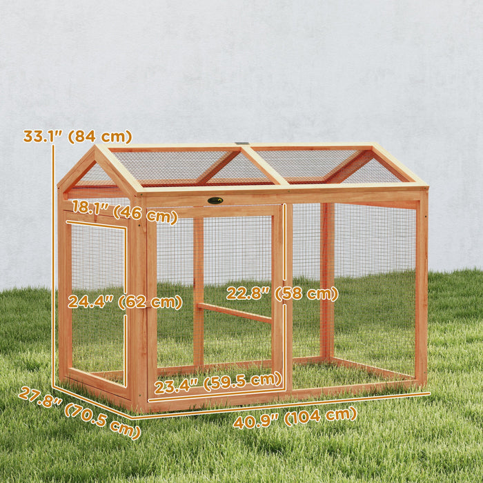 PawHut Wooden Chicken Run, Outdoor Chicken Coop with Perch and Dual Doors, Combinable Hen House Rabbit Hutch for Backyard, Farm, for 2 Hens, Rabbits, Ducks, 41\" x 28\" x 33\"
